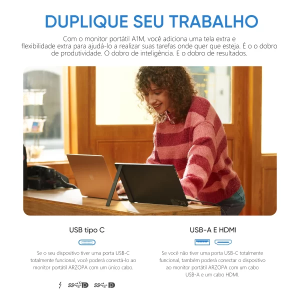 [produto no brasil ]ARZOPA Monitor portátil de 17,3 polegadas 1080P FHD 100% sRGB, tela IPS 16:9, corpo de metal, com mini HDMI tipo C, alto-falantes, para Mac /Laptop/PC/Xbox/Switch/PS, segunda tela externa, novo A1M - Imagem 3