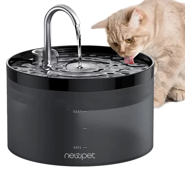 Newpet 2L Bebedouros para gatos Preto Fonte de água para gatos Bebedouro para animais de estimação para Gatos/Cães no Interior