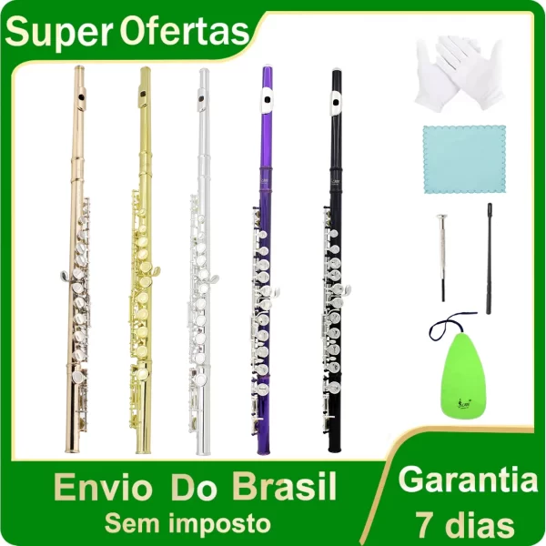 SLADE 16 Flauta Chave Iniciantes Crianças e Estudantes Como Instrumento de Flauta com Caixa Luvas Kit de Limpeza Instrumentos de Sopro Flauta