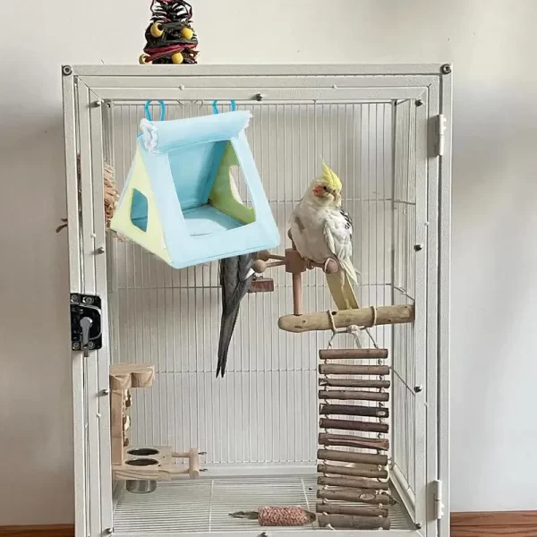 Periquito ninho cockatiel cabana pássaro rede para gaiola quatro estações papagaio casa acessórios para casa animal de estimação quarto café - Imagem 3