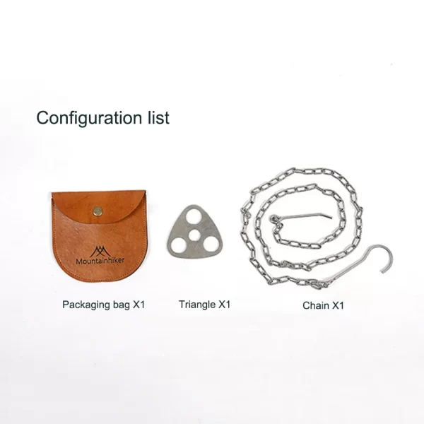 Panela pan tripé montagem de aço inoxidável acampamento tripé pendurado pote suporte com saco armazenamento couro acessórios ao ar livre - Imagem 3