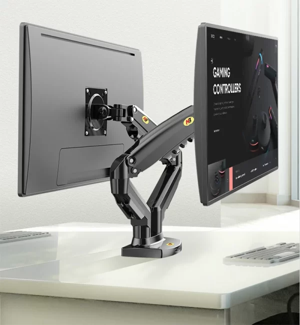 Nb f160 mola a gás 360 graus desktop 17 "-27" suporte de monitor duplo braço suporte de montagem de monitor de movimento completo carga 2-9kg cada - Imagem 3