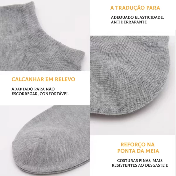 Frete grátis Kit 12 Pares Meia curtas de algodão confortáveis para homens - Imagem 5