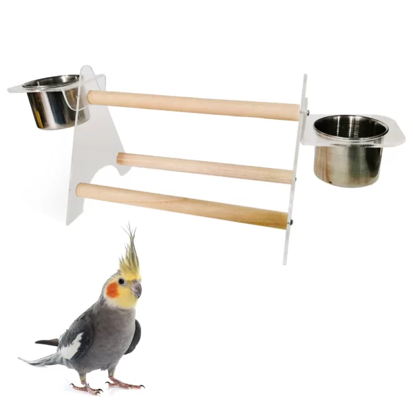 Pássaro suporte de jogo tripé e copo de alimentação para pássaro animal de estimação pássaro treinamento suporte com copos alimentação papagaios parque infantil poleiro pássaro