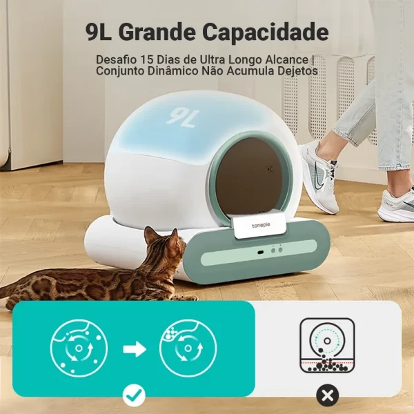 Caixa de areia automática inteligente, controle de aplicativos, vaso sanitário elétrico, prova de respingos, anti odor, sandbox auto-limpante para animais - Imagem 2