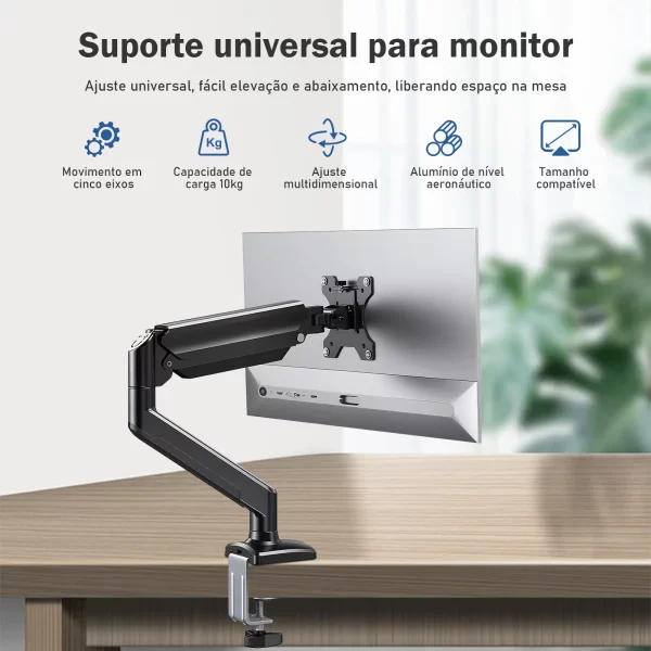 braço articulado monitor,suporte tv,Desktop Full Motion Monitor Holder Mount, braço de mola mecânica,alumínio Suporte Monitor - Imagem 3