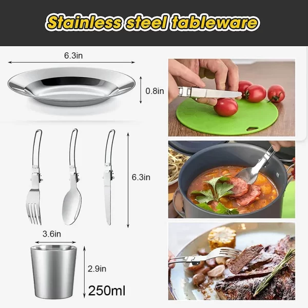 Conjunto de cozinha para acampamento, panelas para viagem, conjunto de piquenique ao ar livre, bule para 2-3 peaple, panelas antiaderentes, conjuntos variados - Imagem 5