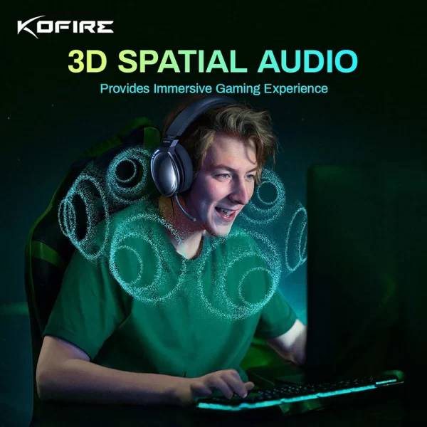 Kofire UG-06 Gaming Headset Baixa Latência 2.4G Bluetooth Fones de ouvido sem fio com microfone RGB luz gradiente com fio para PC PS5 Switch - Imagem 2