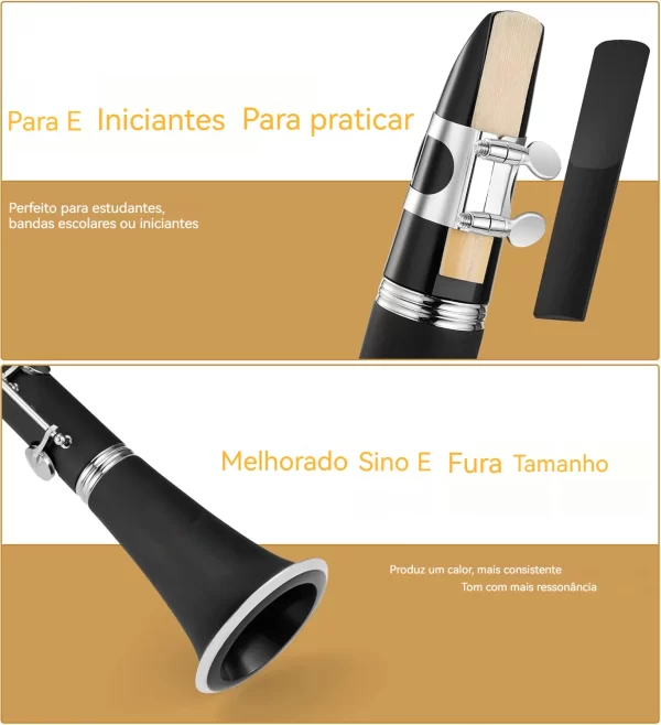Clarinete bb 17 teclas 6 anéis blackwinds clarinete profissional instrumentos musicais de sopro com saco de acessórios - Imagem 6