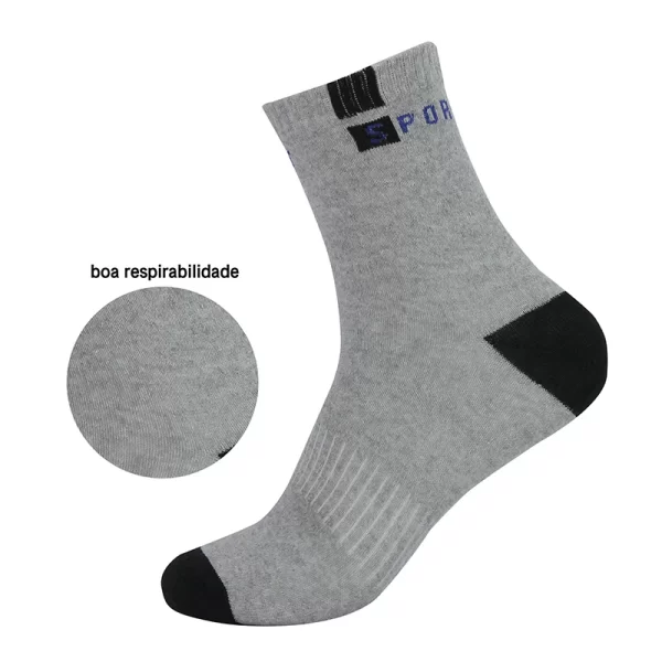 Meias Masculinas de Algodão Respiráveis - Kit com 12 Pares - Imagem 3