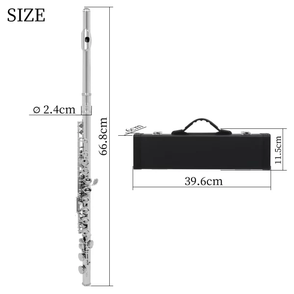 Envio do brasil c chave flauta 16 buracos fechados flauta concerto desempenho instrumentos de sopro flauta transversal com chave e - Imagem 6