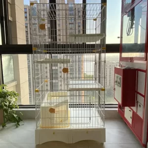 Gaiola para Gatos Luxuosa com Rodas e Caixa de Areia