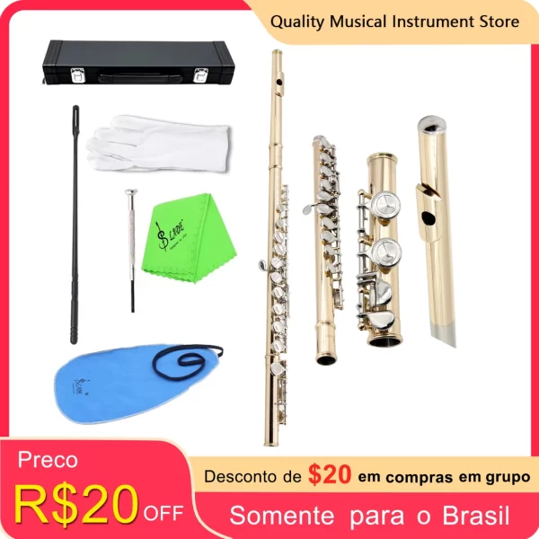 SLADE Frete Grátis Flauta de Tom C de 16 Buracos com Chave E Instrumento de Sopro Flauta de Cuproníquel de Concerto com Bolsa Acolchoada Peças de Música - Imagem 2