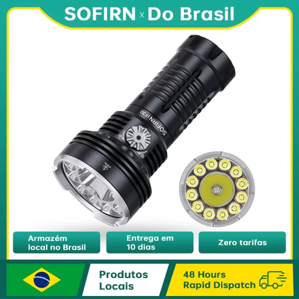 Sofirn-poderosa lanterna LED com USB C, tocha recarregável, luz de acampamento ao ar livre, 1200lm, 32650 bateria, IF30 LUMINUS, SFT40