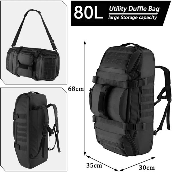 Lqarmy 35l 50l 80l esporte saco de viagem molle tático mochila ginásio saco de fitness grandes duffle sacos para acampamento caça pesca - Imagem 6