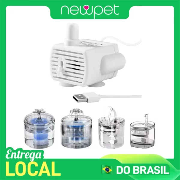 Bomba de água newpet para gato, fonte de água, acessórios, bomba de água silenciosa para substituição de dispensador de bebedor de gato