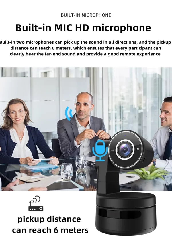 Webcam 4k ptz ai, enquadramento automático com câmera de microfones, zoom digital 4x, foco automático para youtube, fluxo vivo, gravação on-line, câmera de vídeo - Imagem 3
