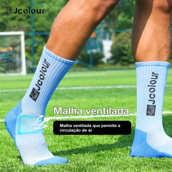 Novas meias esportivas elegantes e coloridas，Meias de futebol antiderrapantes，Meias de poliamida，Respirável e confortável - Imagem 5