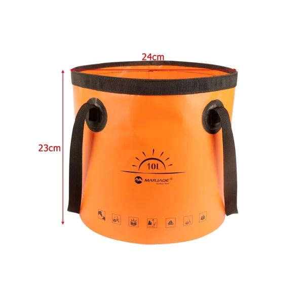 Balde dobrável de pesca 10l, à prova d'água, dobrável, multifuncional, acampamento, leve, para viagens, pesca, barco - Imagem 5