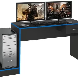 Mesa Gamer Artely Preto e Azul com 1 Gaveta