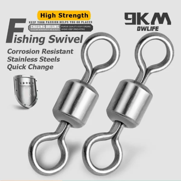 Gira de pesca 25 ~ 100 peças, barril de rolamento de aço inoxidável, conector de linha de pesca, micro giratório, anéis sólidos, equipamento de pesca