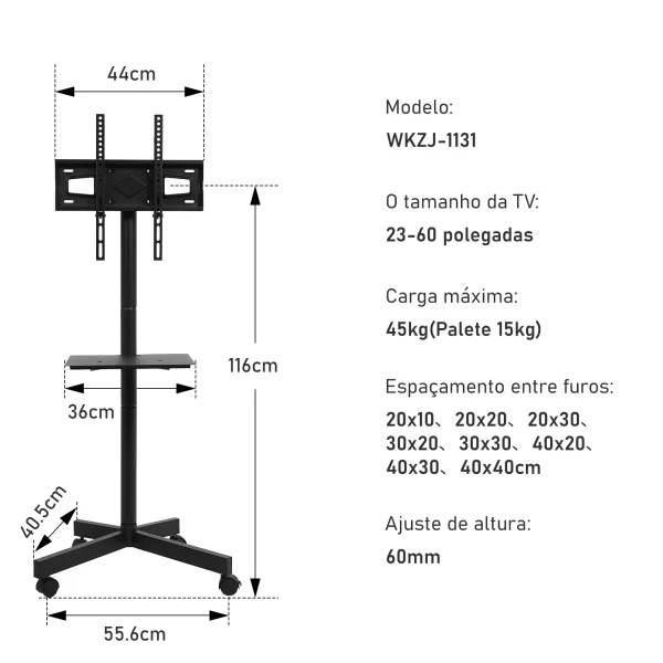 Suporte De TV Móvel, Suporte Para Tv, Racks Para Tv, Suporte De Monitor, Suporte De Tv, Suporte Monitor Portatil, 23-60 Polegada - Imagem 6