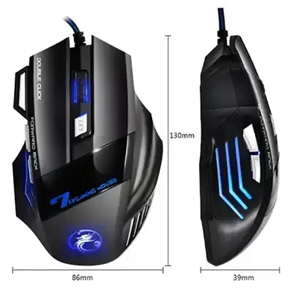 Mouse x7 botão retroiluminado mouse ergonômico 5500 dpi mouse ajustável, adequado para pc laptop desktop mouse - Imagem 5