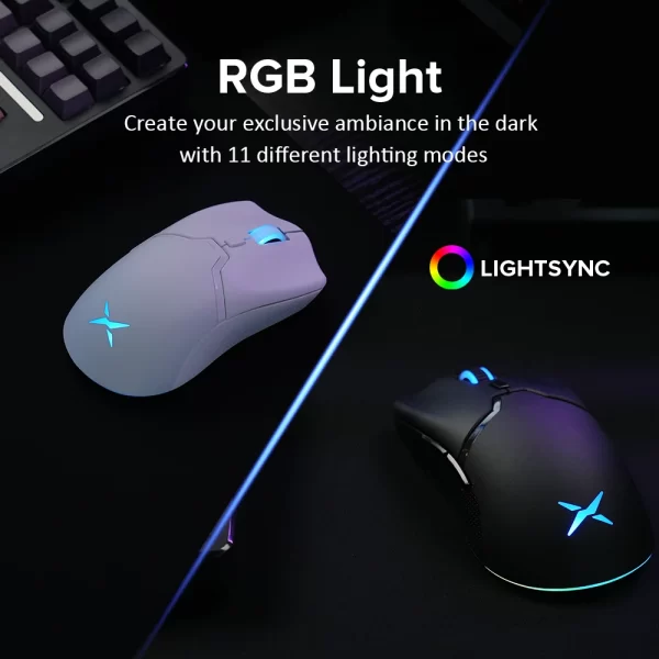Delux M800 RGB Mouse para jogos sem fio Bluetooth PAW3395 26000DPI Ratos recarregáveis ergonômicos programáveis para PC laptop Gamer - Imagem 6