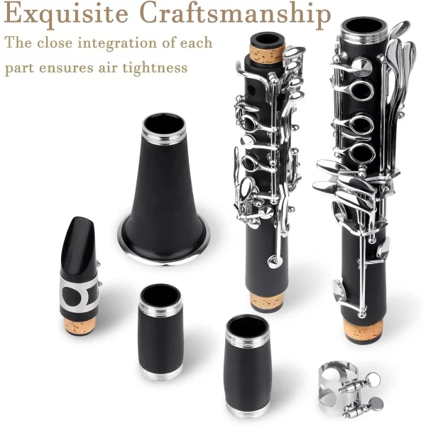 Slade 17 teclas 6 anéis clarinete bb baquelite corpo clarinete profissional blackwinds instrumento musical de sopro kit iniciante - Imagem 5