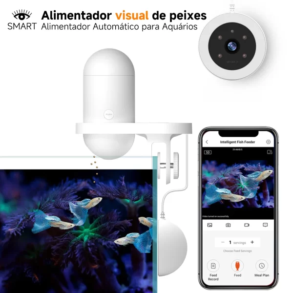 Newpet WiFi alimentador automático de peixes com câmera HD e aplicativo alimentador de peixes inteligente alimentador automático de peixes adequado para aquários de tanques de peixes - Imagem 2