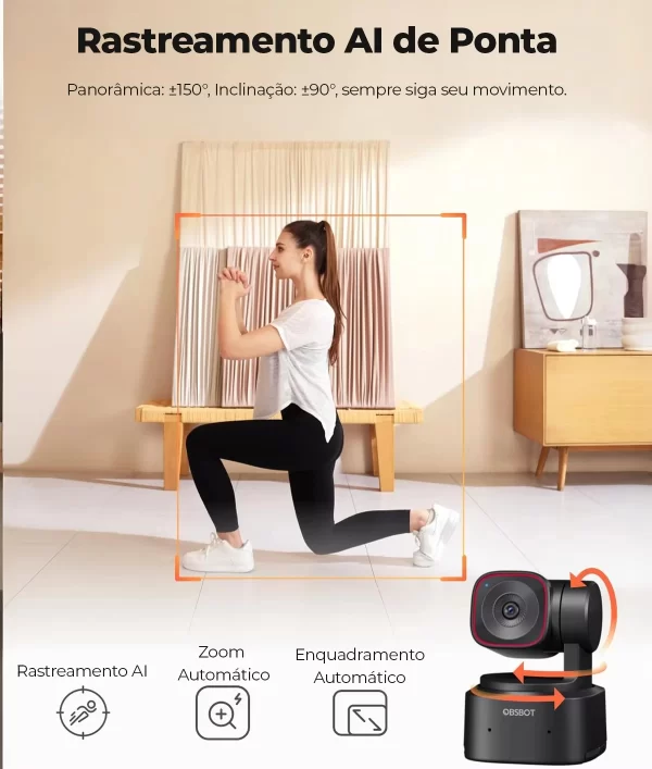 Obsbot minúsculo 2 lite ptz 4k webcam 1080p @ 60fps hdr com rastreamento ia capa de privacidade microfone 1/2 "sensor usb2.0 plug & play - Imagem 3