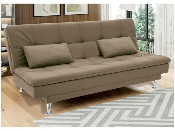 Sofá-cama Casal Reclinável Suede Linoforte Yasmin