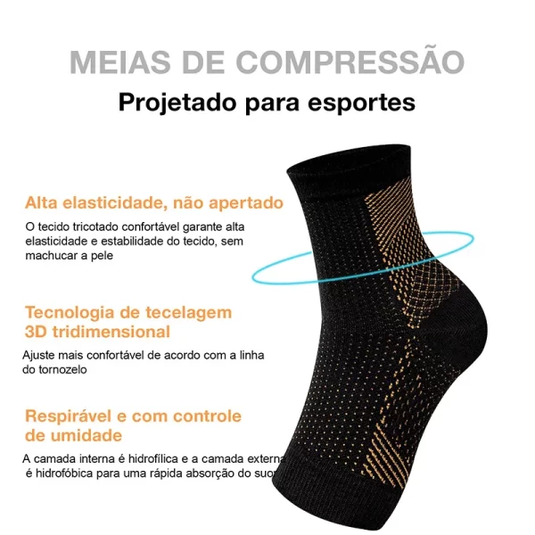 3 Pares, Meias para neuropatia para alívio da dor e fascite plantar, Meias tornozelo para homens e mulheres, Meias compressão - Imagem 5