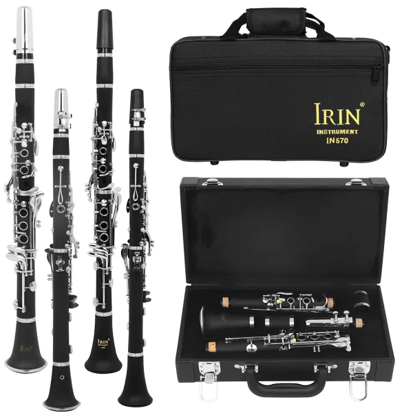 Clarinete 17 teclas caindo tune b/c clarinete baquelite clarinete de madeira preto com caixa palheta peças de instrumento musical