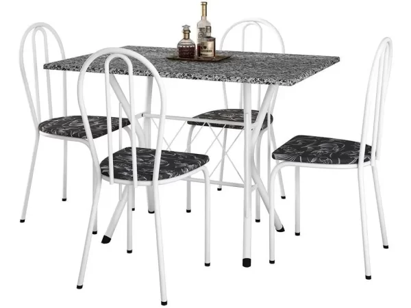 Mesa de Jantar 4 Cadeiras Retangular Branca - Imagem 3