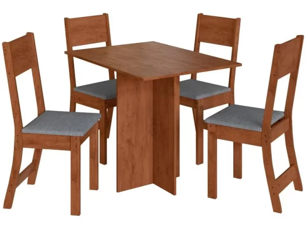 Mesa de Jantar 4 Cadeiras Retangular Tecido Preto Indekes Talita - Imagem 3