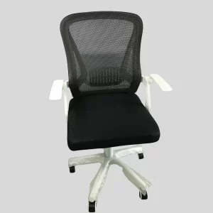 Cadeira de Escritório Ergonômica Giratória Preta e Branca