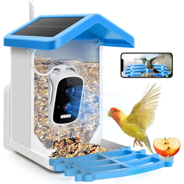 Newpet 4mp icsee app energia solar ai alimentador de pássaros sem fio wifi ptz ip dome câmera relógio pássaro câmera de segurança em casa monitor cctv