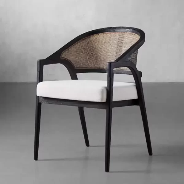 Nordic madeira maciça rattan cadeira de jantar casa hóspedes hotel teahouse restaurante encosto única cadeira