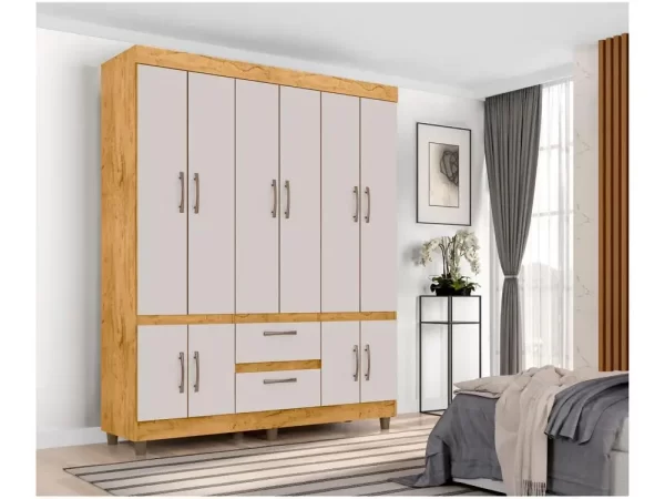 Guarda-roupa Casal 10 Portas 2 Gavetas Araplac Coimbra - Imagem 4
