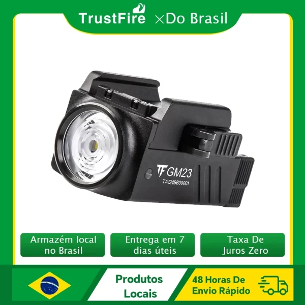 TrustFire-GM23 lanterna led tática, 800 lumens, compacto, poderoso, GL0ck luz, trilho montado, liberação rápida, USB recarregável, tocha