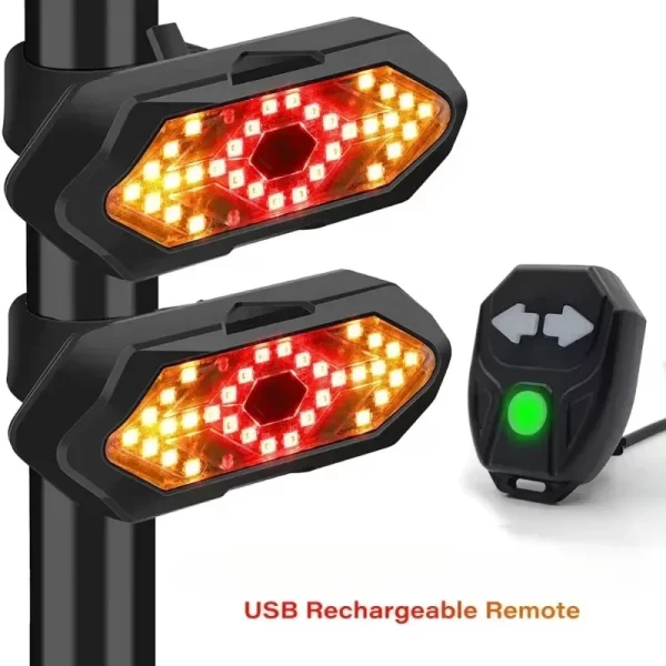 Luz Traseira para Bicicleta USB Recarregável com Controle Remoto