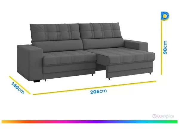Sofá Retrátil Reclinável 3 Lugares Veludo Medelín Besthouse - Imagem 4
