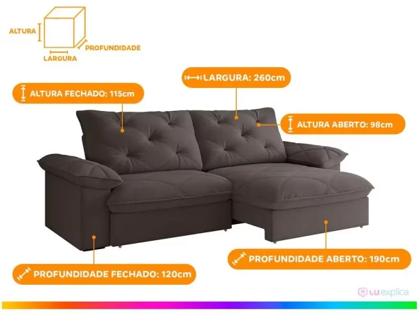 Sofá 4 Lugares Retrátil Reclinável Slim Amsterda Besthouse - Imagem 4