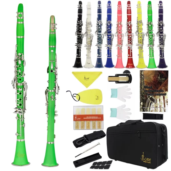 SLADE Clarinete Bb colorido 17 teclas 6 anéis clarinete com kit de limpeza palhetas peças prática de jogo para estudantes/iniciantes - Imagem 3
