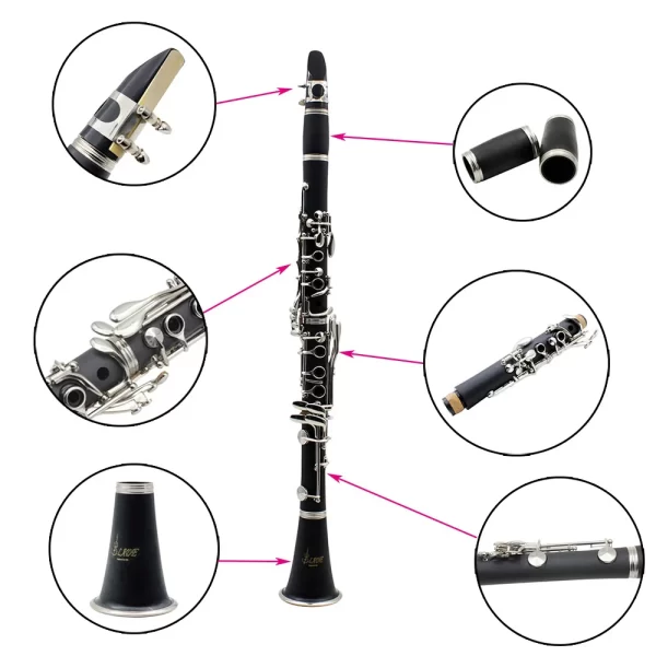 Slade clarinete bb 17 teclas 6 anéis clarinetto blackwinds portátil baquelite clarinete profissional instrumentos de sopro - Imagem 6