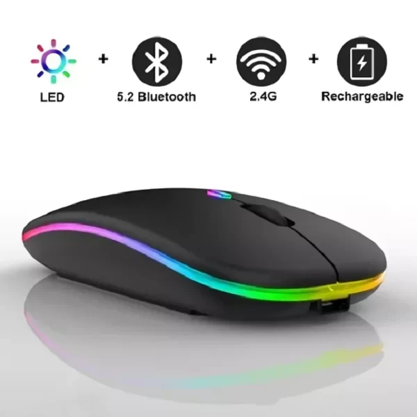 Mouse Sem Fio Sem Fio Com Bateria Interna Recarregavel 2,4 Ghz Led RGB Home Office