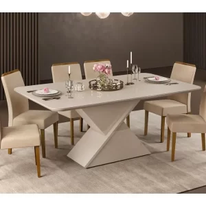 Mesa de Jantar Retangular com 6 Cadeiras DJ Móveis Firenze