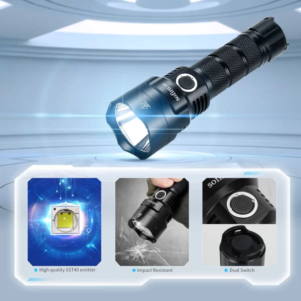 Sofirn C8G 21700 Powerful Tactical Flashlight SST40 2000lm 18650 A lanterna LED de alta potência mais potente do mundo com 2 conjuntos de indicadores de rampa ATR Lanterna para acampamento e caminhada ao ar livre - Imagem 2