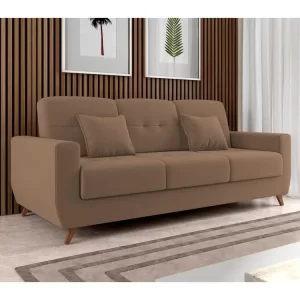 Sofá-cama Casal 3 Lugares com Baú Reclinável Veludo Matrix Pâmela